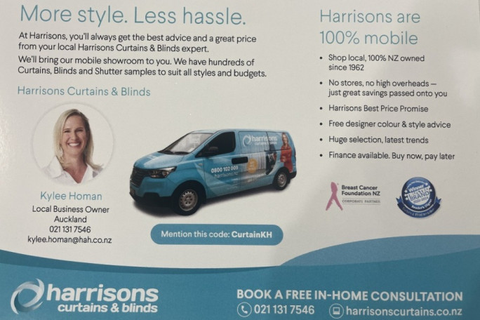 Harrison's Curtains & Blinds Franchise for Sale All of North Shore, Auckland CBD & Auckland Central 